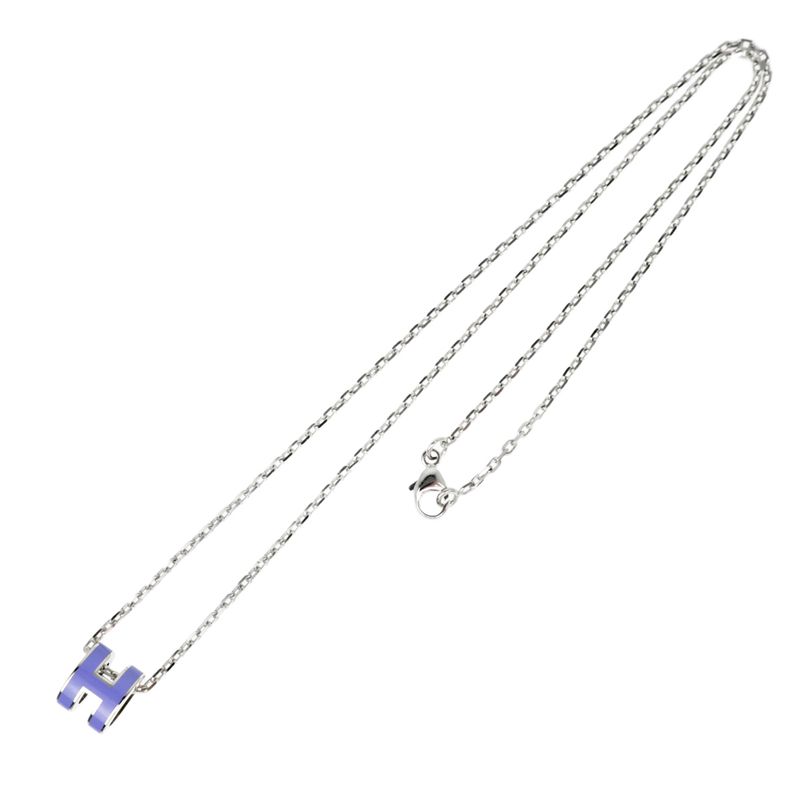 Hermes Necklace Pop Ash Mini Pendant H Lila Silver-color- Accessories-