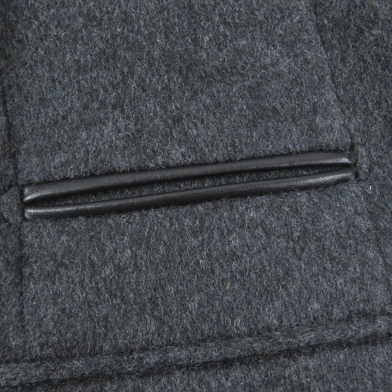 Hermes 20AW Manteau Liverpool Double 100% Cashmere Lamb Leather Use Charbon