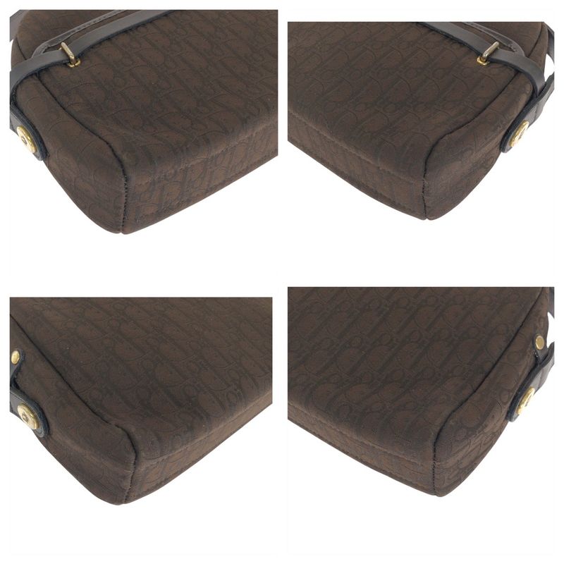 DIOR Vintage Trotter Brown Gold Hardware Canvas Shoulder Bag Women 504833