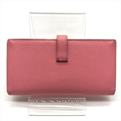 Hermes Bearn Souffle Bifold Depth Wallet Silver Shikaku Pink