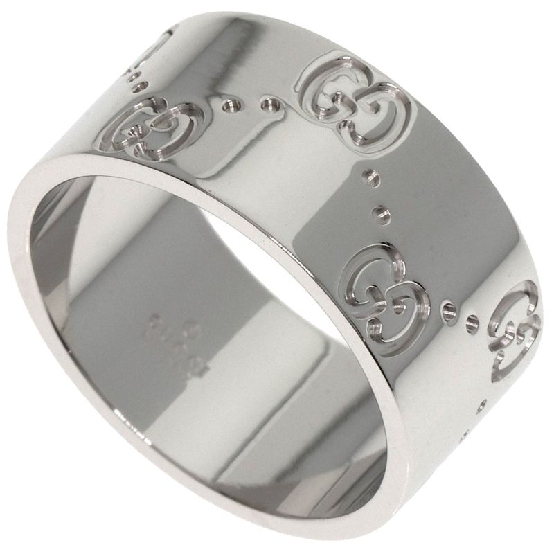 Gucci GG Icon Wide #13 Ring - 18K White Gold Ladies