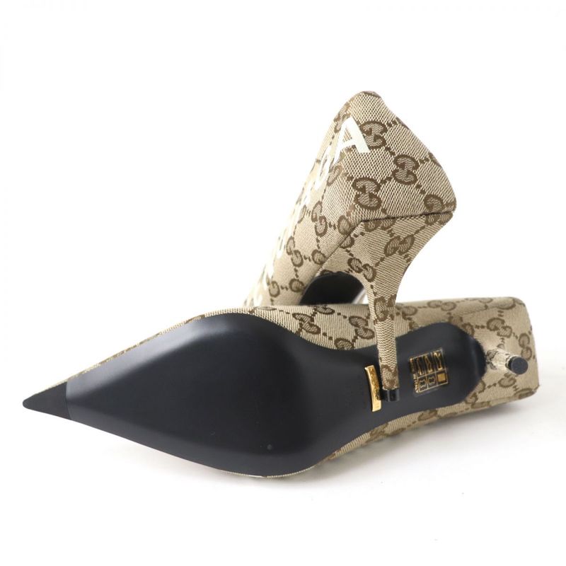 Gucci×Balenciaga 676603 GG Canvas Logo Pointed Toe Pumps 36 1/2 Made In Italy