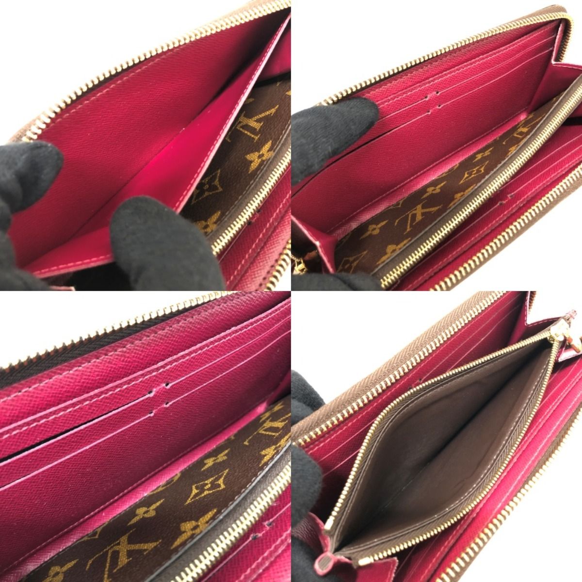 Louis Vuitton Long Wallet Monogram Portefeuille Clemence M60742 Fuchsia