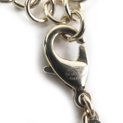 CHANEL Abe157 C24B Coco Mark Pearl Costume Necklace Choker Gold Black White