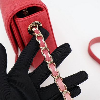 Chanel Matelasse Coco Mark Chain Shoulder Bag Caviar Skin Pink Gold Hardware