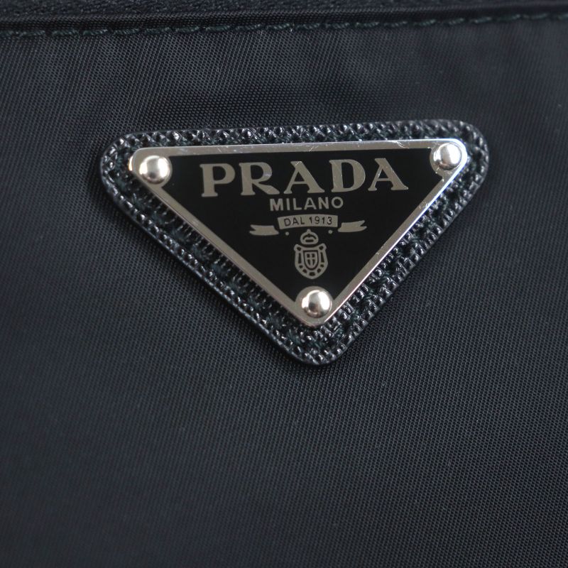 Prada 1bc421 Saffiano Leather Re-nylon Nylon Triangle Logo Triangle Plate