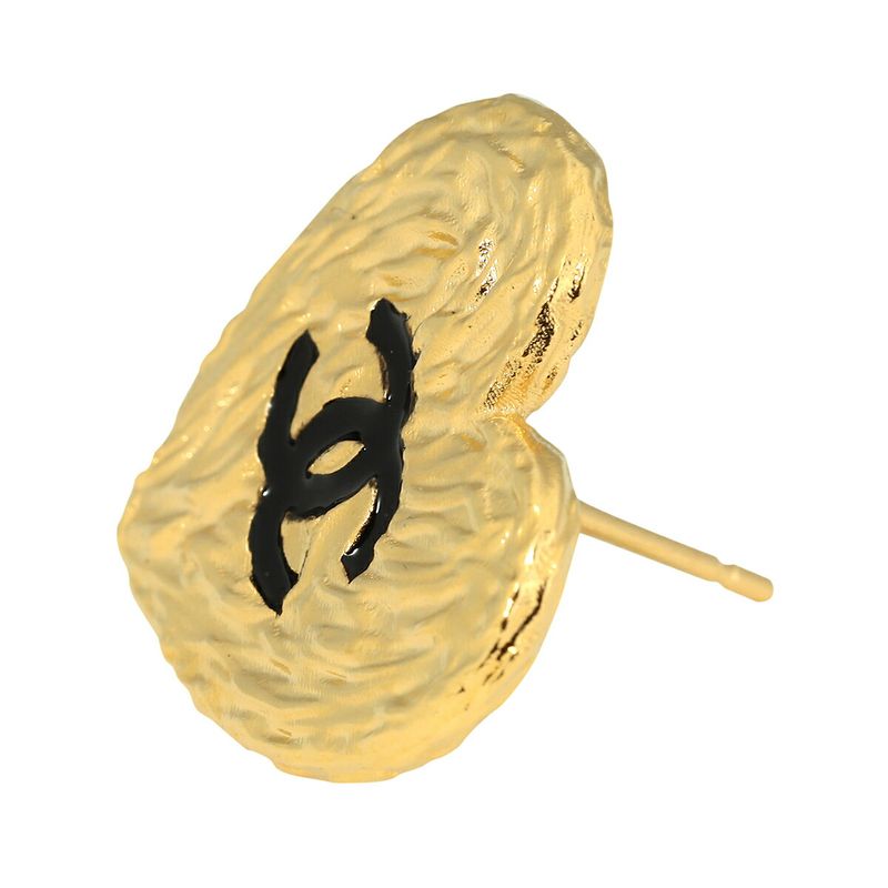 Chanel Earrings Heart Motif Earrings Gold/black