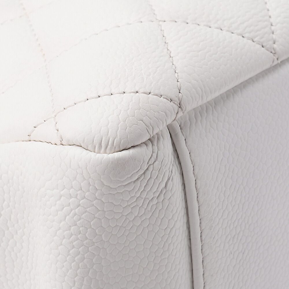 Chanel Matelasse GST Coco Mark Double Chain Shoulder Caviar Skin White With