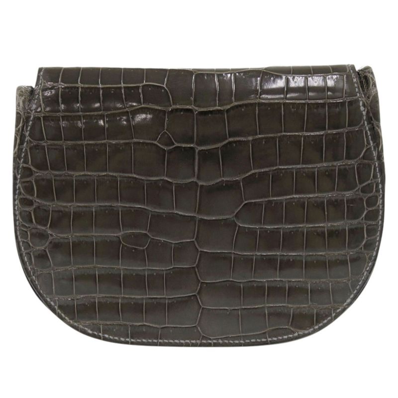 Hermes Paula Porosas Grayish Gold Hardware Shoulder Bag 1143 Hermes