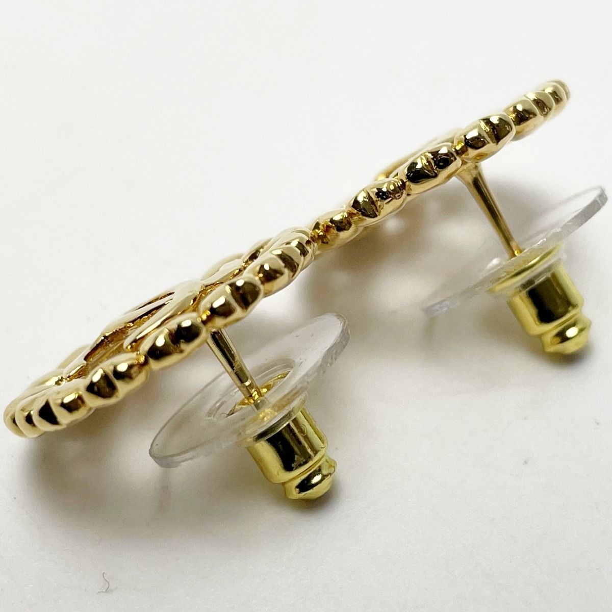 Chanel Round Heart Coco Mark Aba273 Gold Earrings Women's Accessories