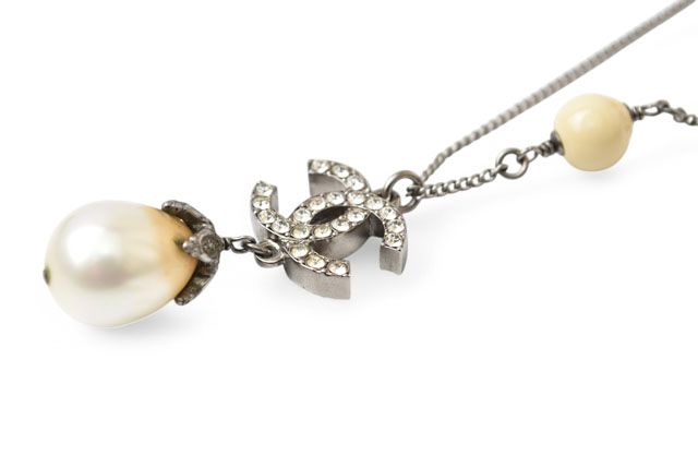 Chanel Necklace Pendant Chanel Coco Mark Double-sided Rhinestone Pearl Motif