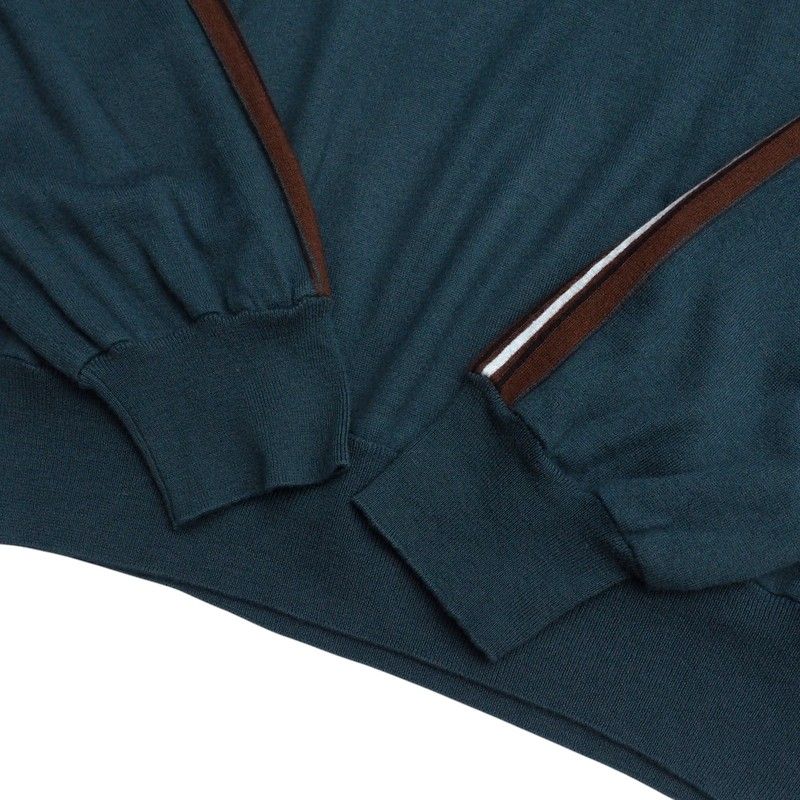 Hermes Knit Sweater Tops Wool Cashmere Half Button High Neck Green Brown