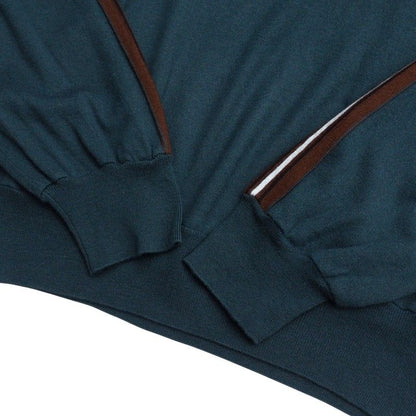 Hermes Knit Sweater Tops Wool Cashmere Half Button High Neck Green Brown