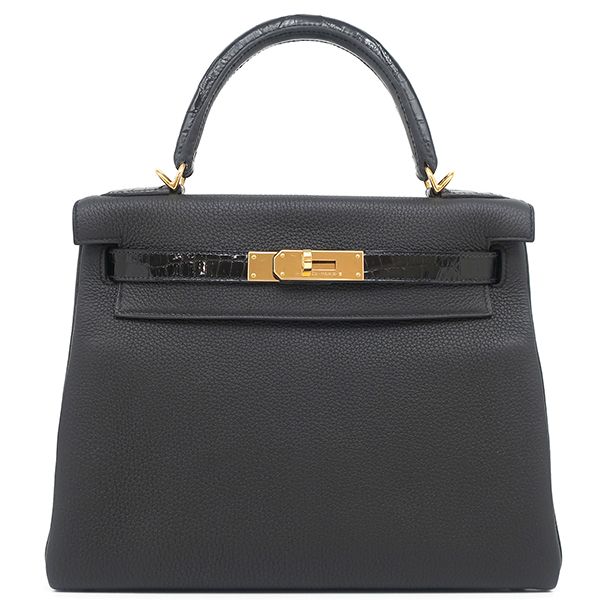 Hermes 2-Way Bag Kelly Touch 28 Inside Stitch Togo Niloticus Black Gold