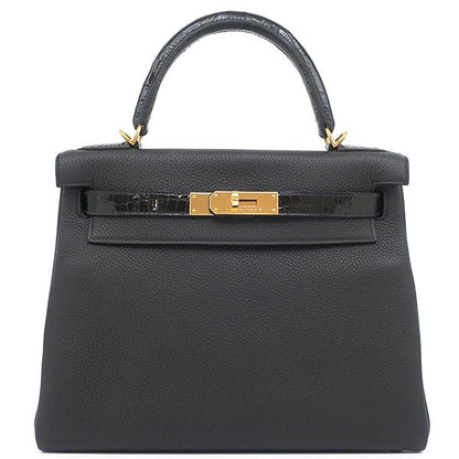 Hermes 2-Way Bag Kelly Touch 28 Inside Stitch Togo Niloticus Black Gold