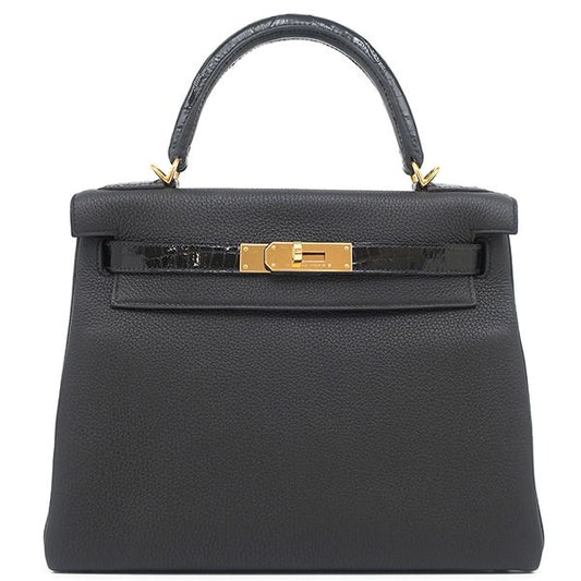 Hermes 2-Way Bag Kelly Touch 28 Inside Stitch Togo Niloticus Black Gold