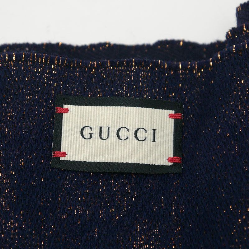 Gucci Scarf 479763 Metallic GG Navy Wool