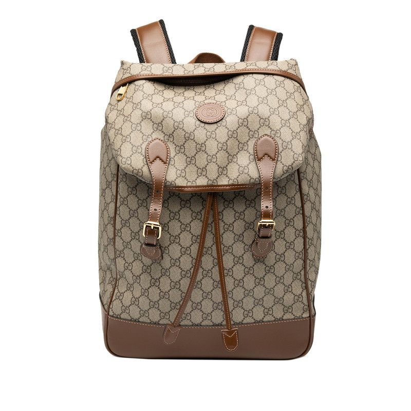 Gucci GG Supreme Interlocking G Backpack Rucksack 696013 Brown PVC Leather