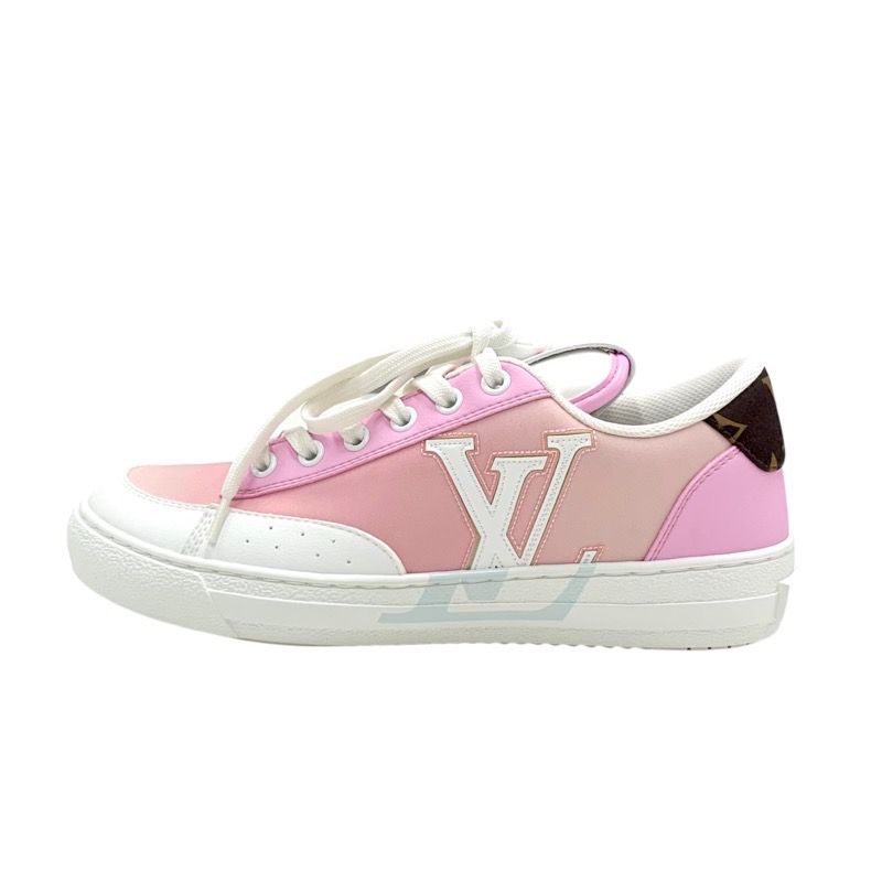 Louis Vuitton Charlie Line Monogram Sneakers Shoes Fabric Leather Pink White
