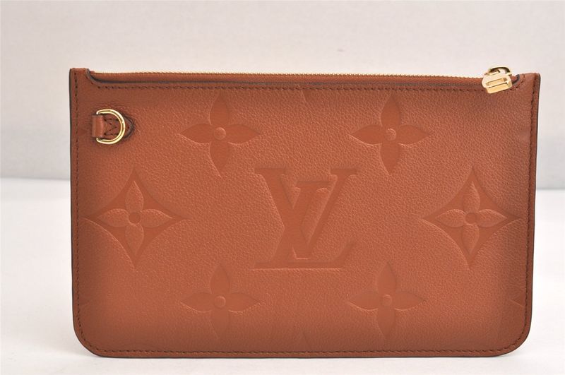 Louis Vuitton Monogram Empreinte Neverfull Pouch Wallet Brown LV 3395n