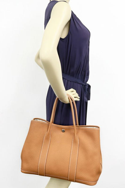 Hermes Tote Handbag Garden Party PM 36 Negonda Gold Silver Hardware