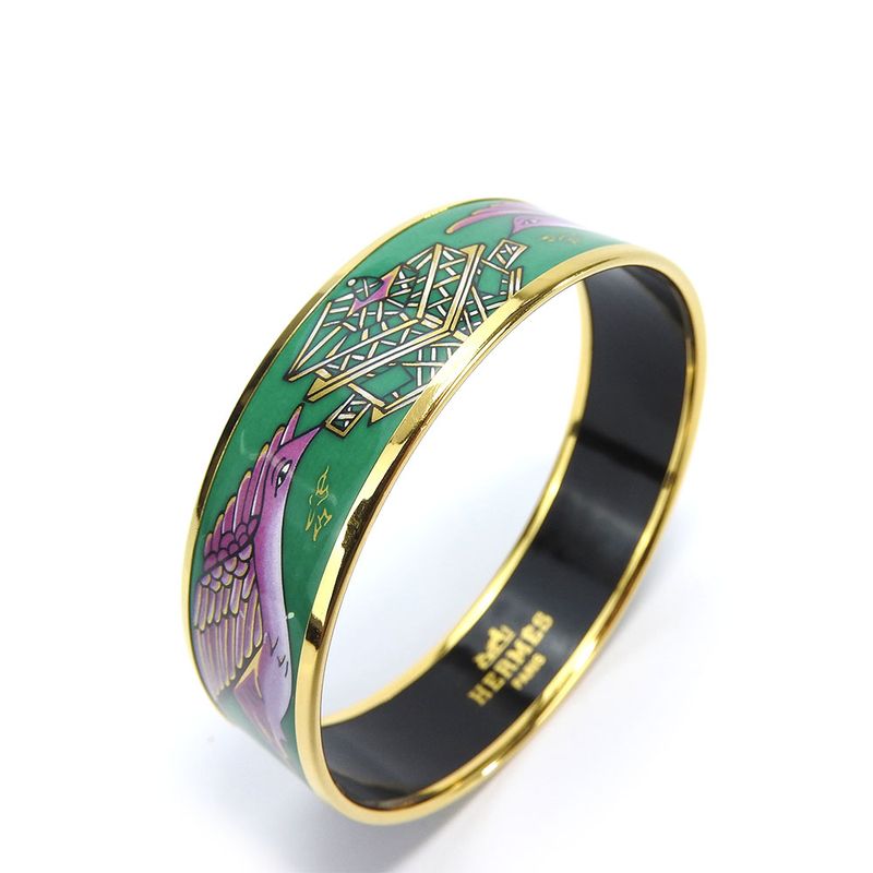 Hermes Bracelet Emile GM Metal Enamel Green Purple Gold Hardware Accessories