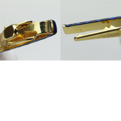 Christian Dior Tie Pin Metal Rhinestone Navy Blue Gold Hardware Plated Suit