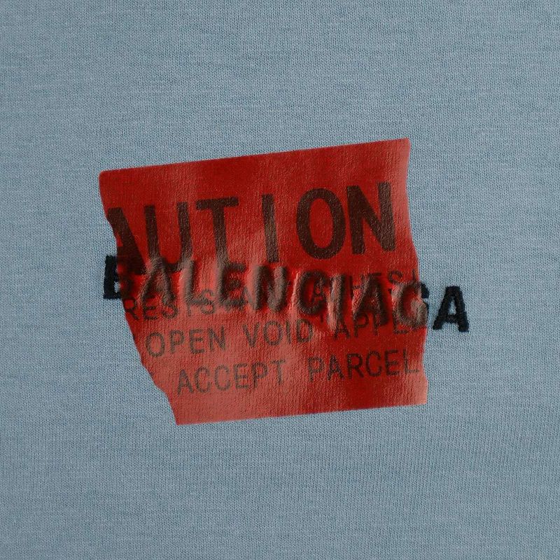 Balenciaga 25ss Medium Fit T-Shirt Taping Logo T-Shirt 764235 Tsvg2 Blue S