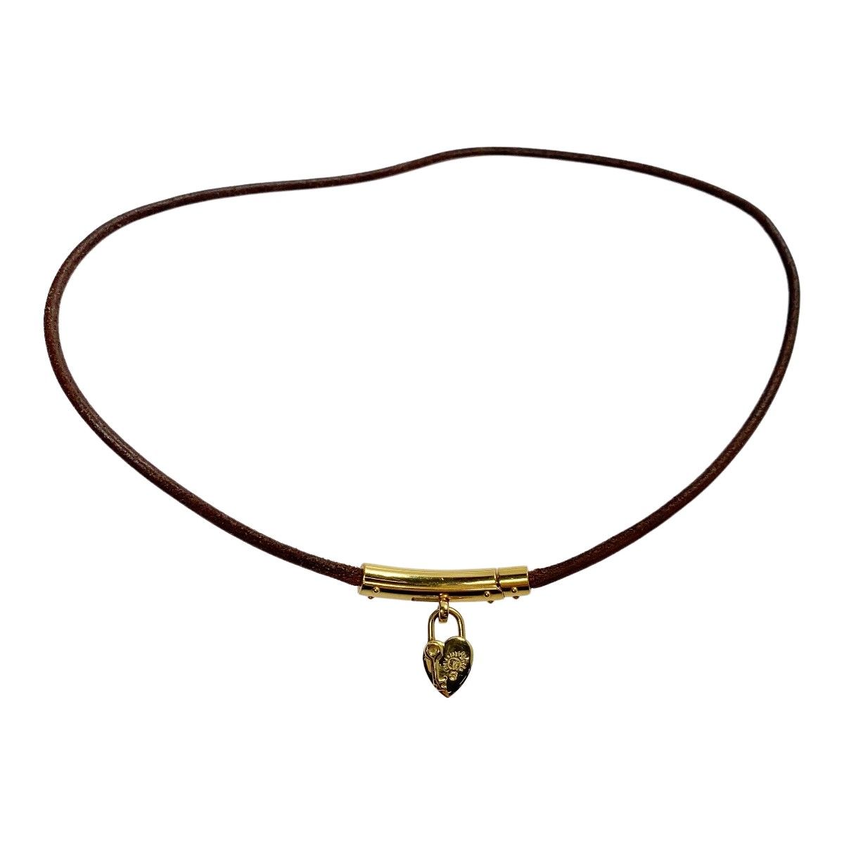 Hermes Viviride Heart Choker Leather Accessories Necklace