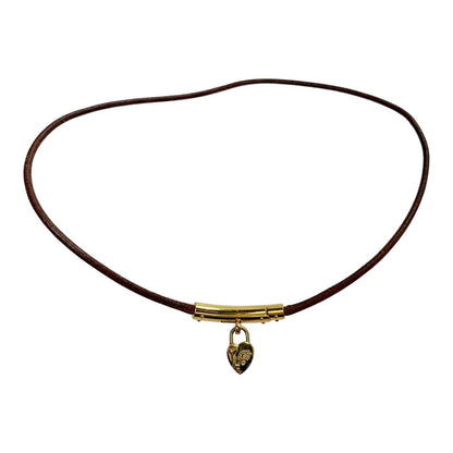 Hermes Viviride Heart Choker Leather Accessories Necklace