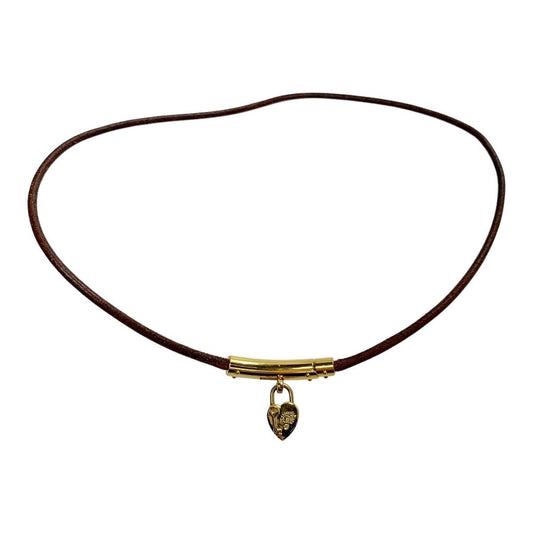 Hermes Viviride Heart Choker Leather Accessories Necklace