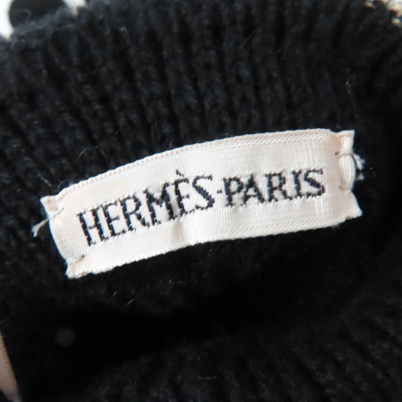 Hermes Margiela Period 100% Cashmere H Embroidered Knit Gloves Black SM Made In
