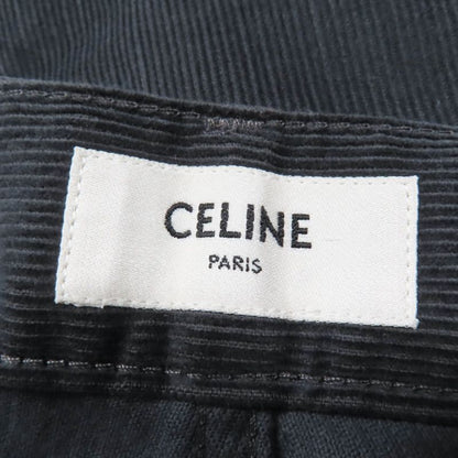 Celine 100% Cotton Corduroy Flared Pants Bottoms Dark Green 24 Made In Italy