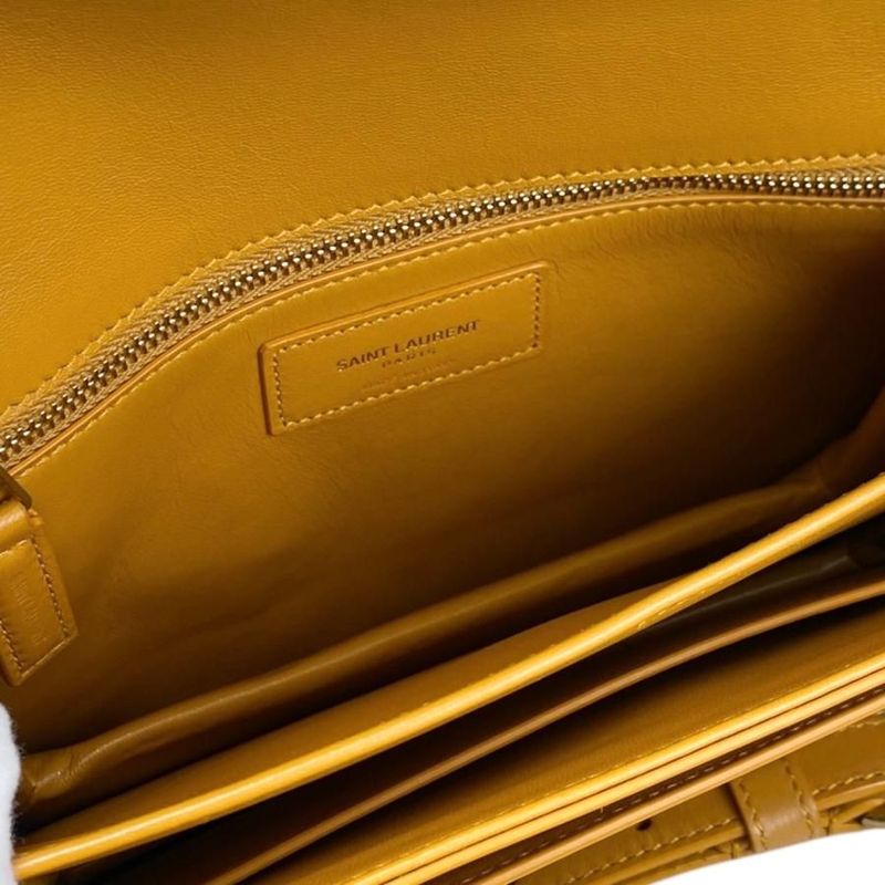 Saint Laurent Shoulder Bag Mayon Satchel 649795 Leather Orange Gold Hardware