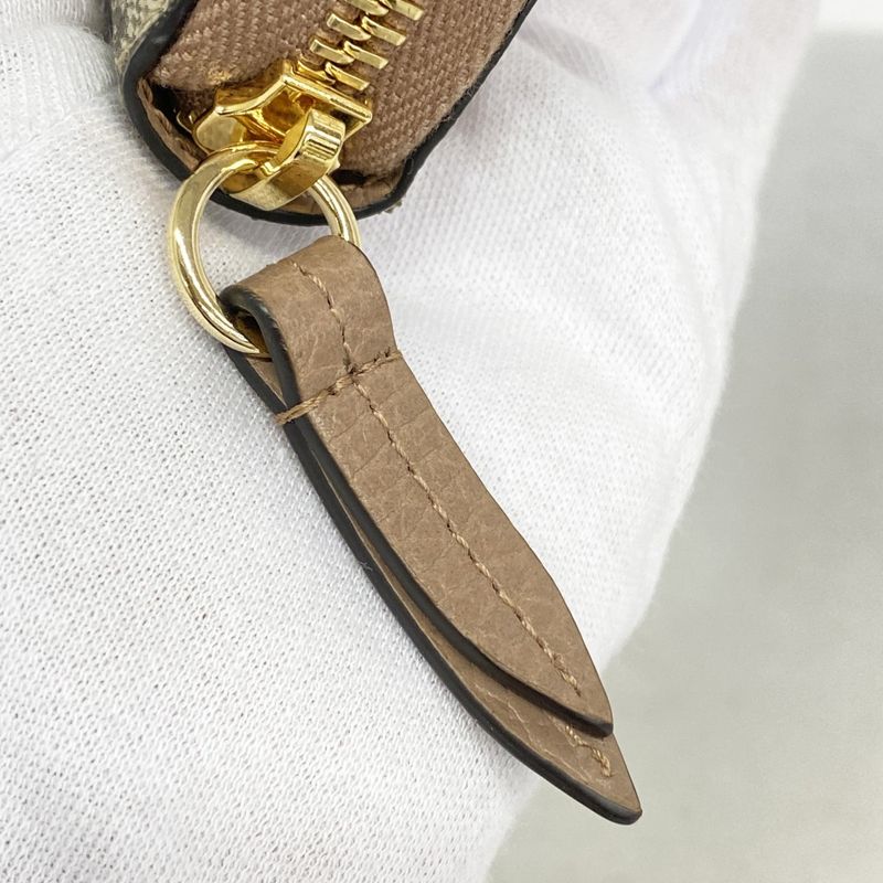 Gucci Long Wallet GG Nylon 456117 PVC Leather Pink Brown Chien Pan Gold