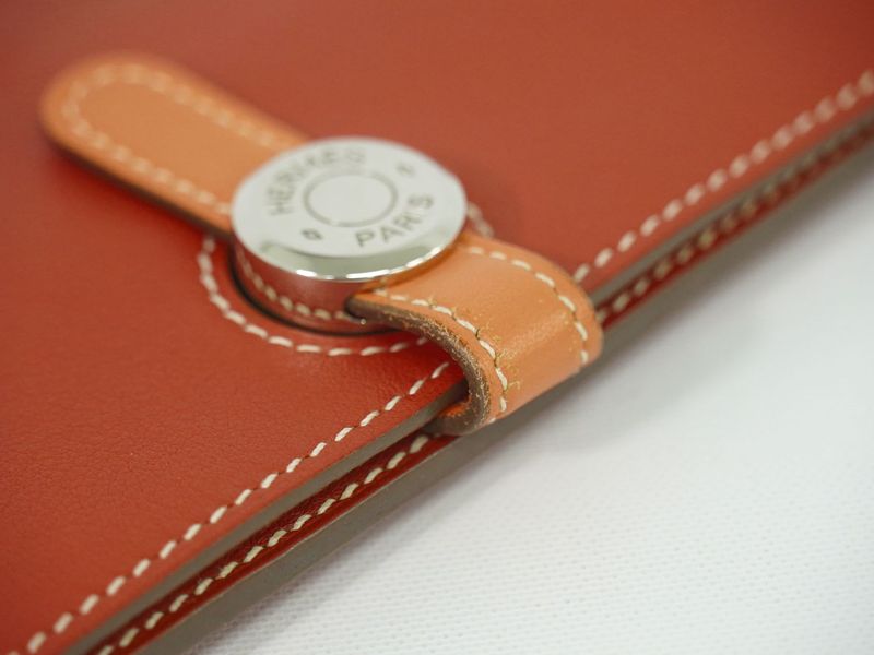Authentic Hermes Dogon Vorsoft Leather Long Wallet Long Wallet □O 2011 Coral