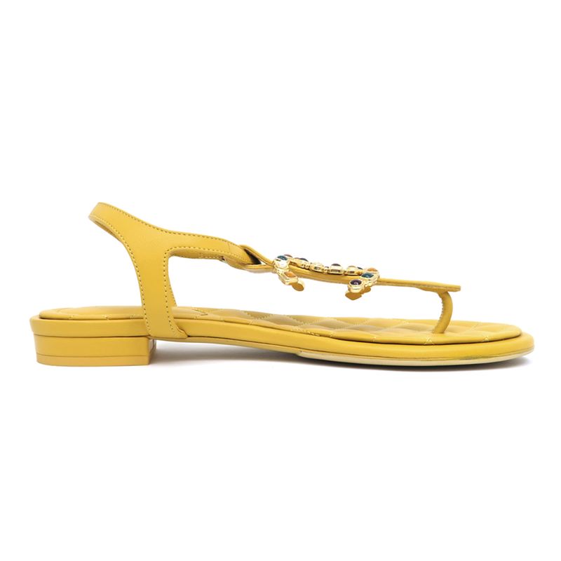 Chanel Flat Sandals G45004 Yellow - 38C Visual - Coco Mark Women's Shoes
