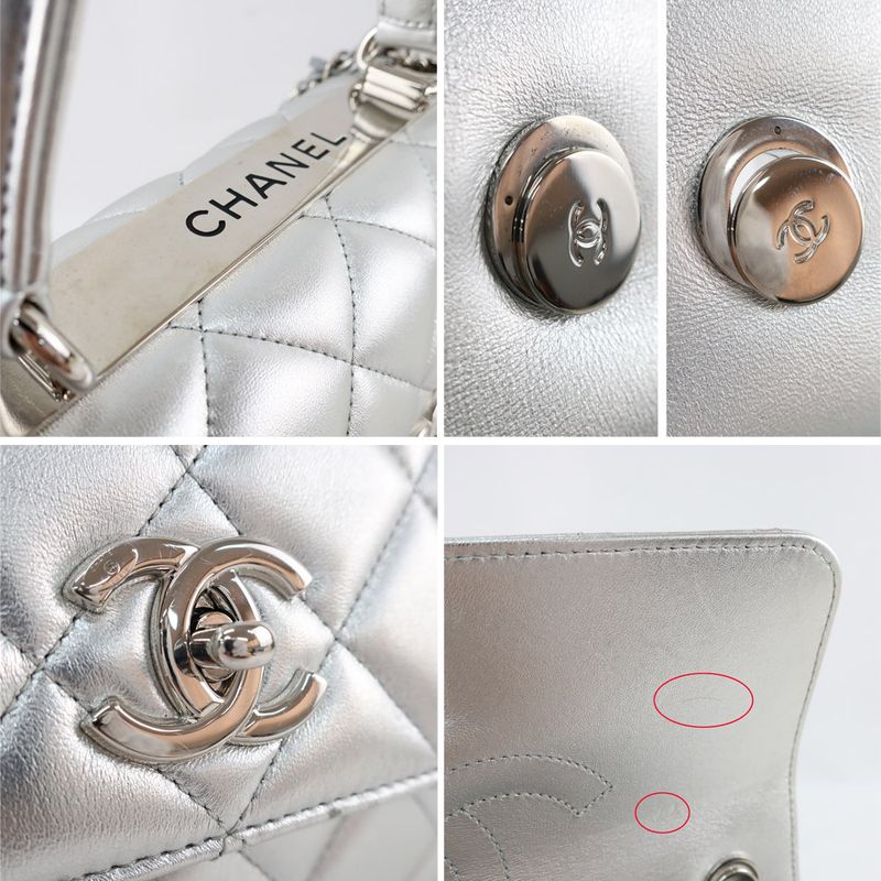 Chanel Trendy CC Top Handle Flap Bag 2WAY Shoulder Bag Silver Color