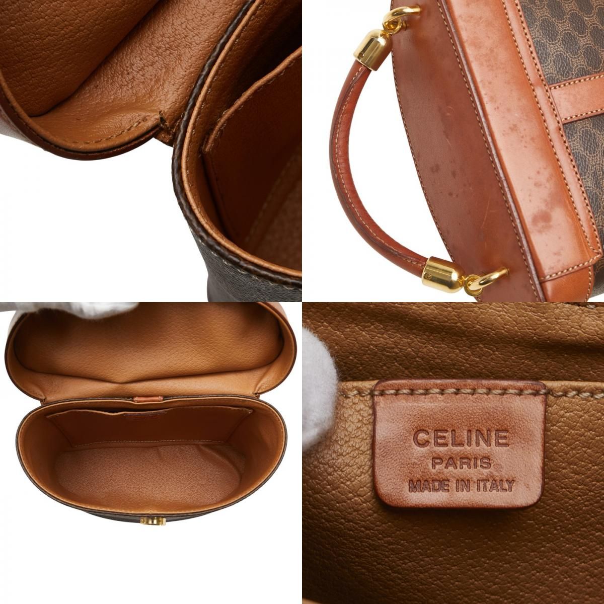 Celine Macadam Vanity Bag Shoulder Bag 2WAY Brown PVC Leather Women Celine