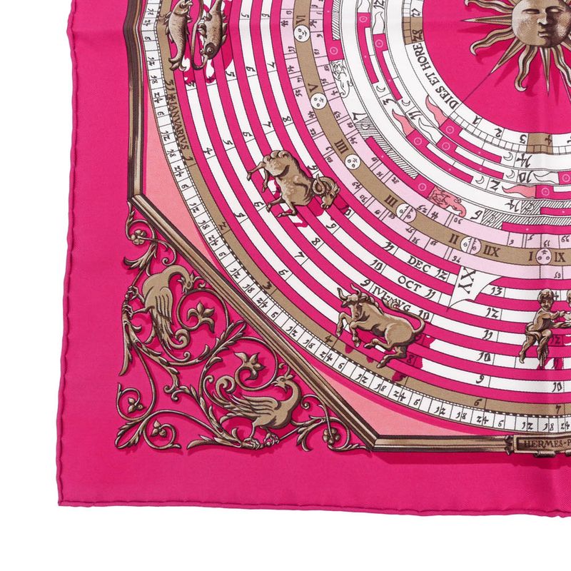 Hermes Carre 45 Scarf Astrology Petit Carre DIES ET HOPE Silk Pink