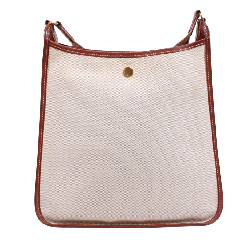 Hermes Vespa PM Toile Ash Brown And Beige Shoulder Bag Gold
