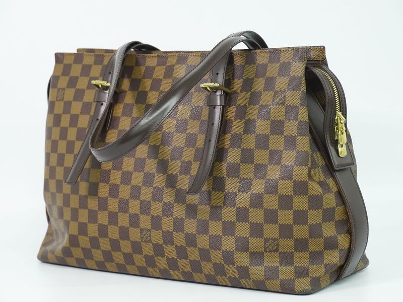 Authentic Louis Vuitton LV Chelsea Damier Ebène Shoulder Bag Tote Bag Brown