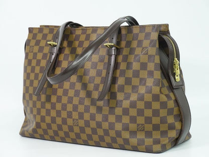 Authentic Louis Vuitton LV Chelsea Damier Ebène Shoulder Bag Tote Bag Brown