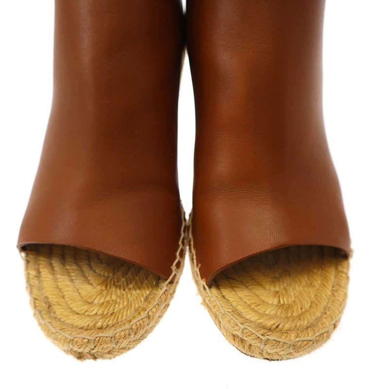 Celine Espadrille Open Toe Leather Wedge Sole Sandals 313853cspc Brown 35