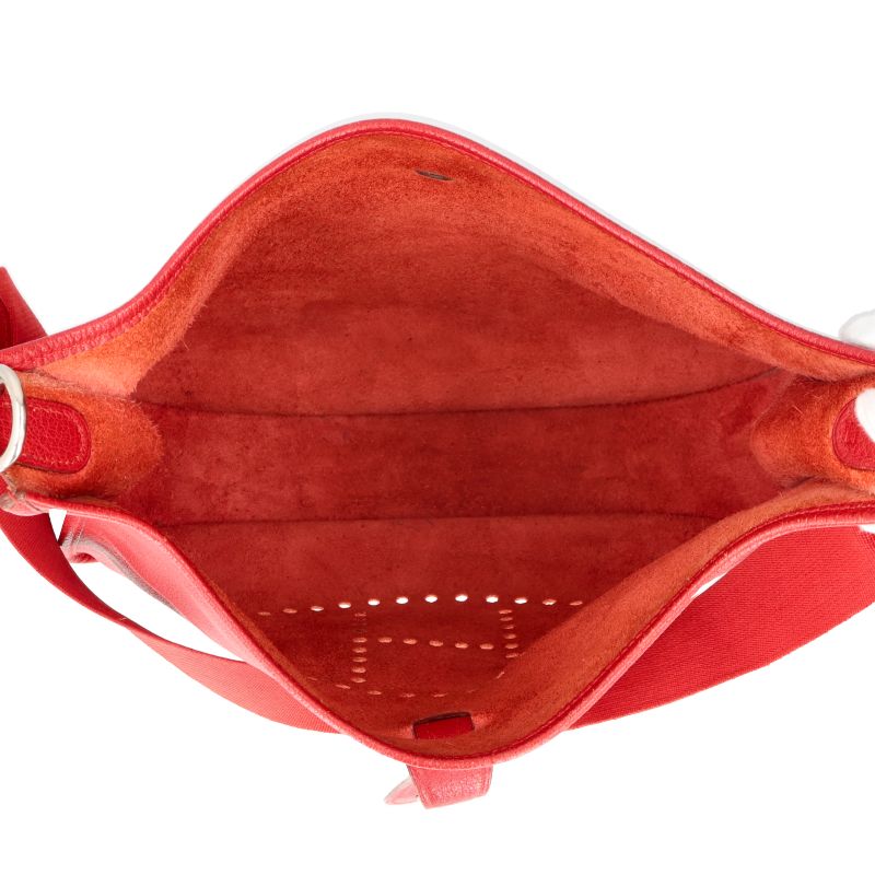 Hermes Evelyn GM Taurillon Clemence Women's Handbag Rouge Vif Excellent