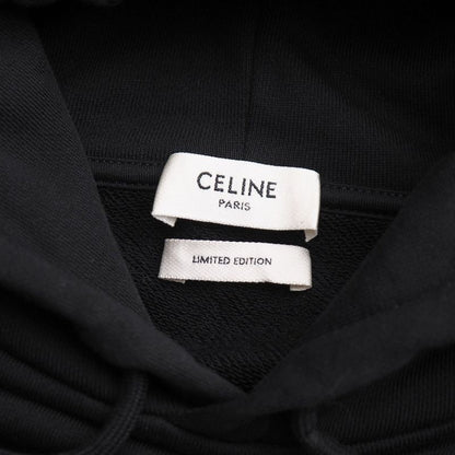 Celine Troubadour Loose Hoodie Size M Flocked Sweatshirt Black 20251020 Ra6195