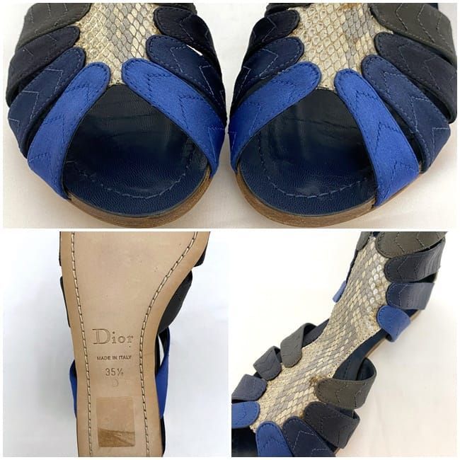 Christian Dior Gurkha Sandals Silver Blue Navy