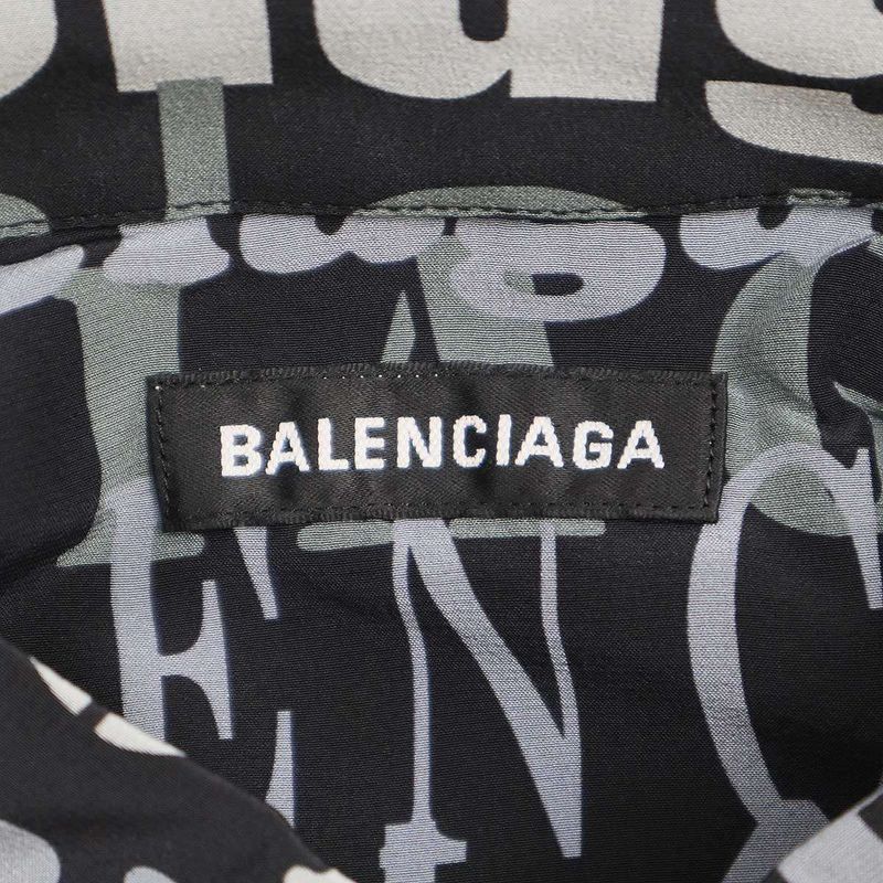 Balenciaga 19ss Logo Silk Shirt 556854 Black 37