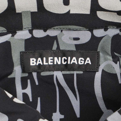 Balenciaga 19ss Logo Silk Shirt 556854 Black 37