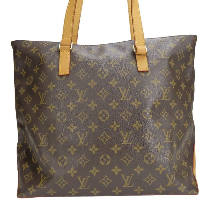 Louis Vuitton Tote Bag Cabas Mezzo M51151 Monogram Nubuck Leather Brown Gold